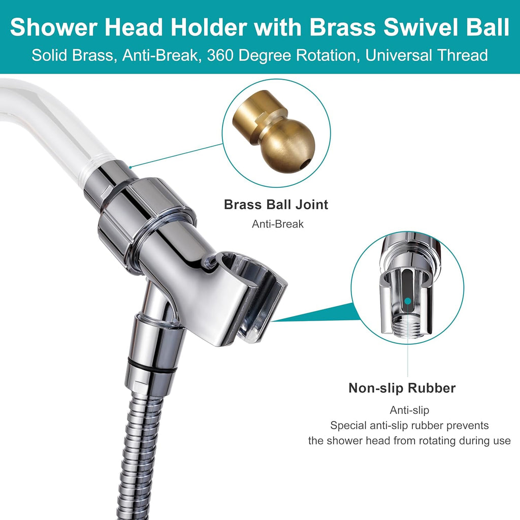 Sencico Handheld Shower Head with On Off Switch 8-Mode High Pressure Showerhead with 79 Inches Extra-long Stainless Steel Hose and Bracket PLUS Extra Low-Reach Adhesive Wall Mount