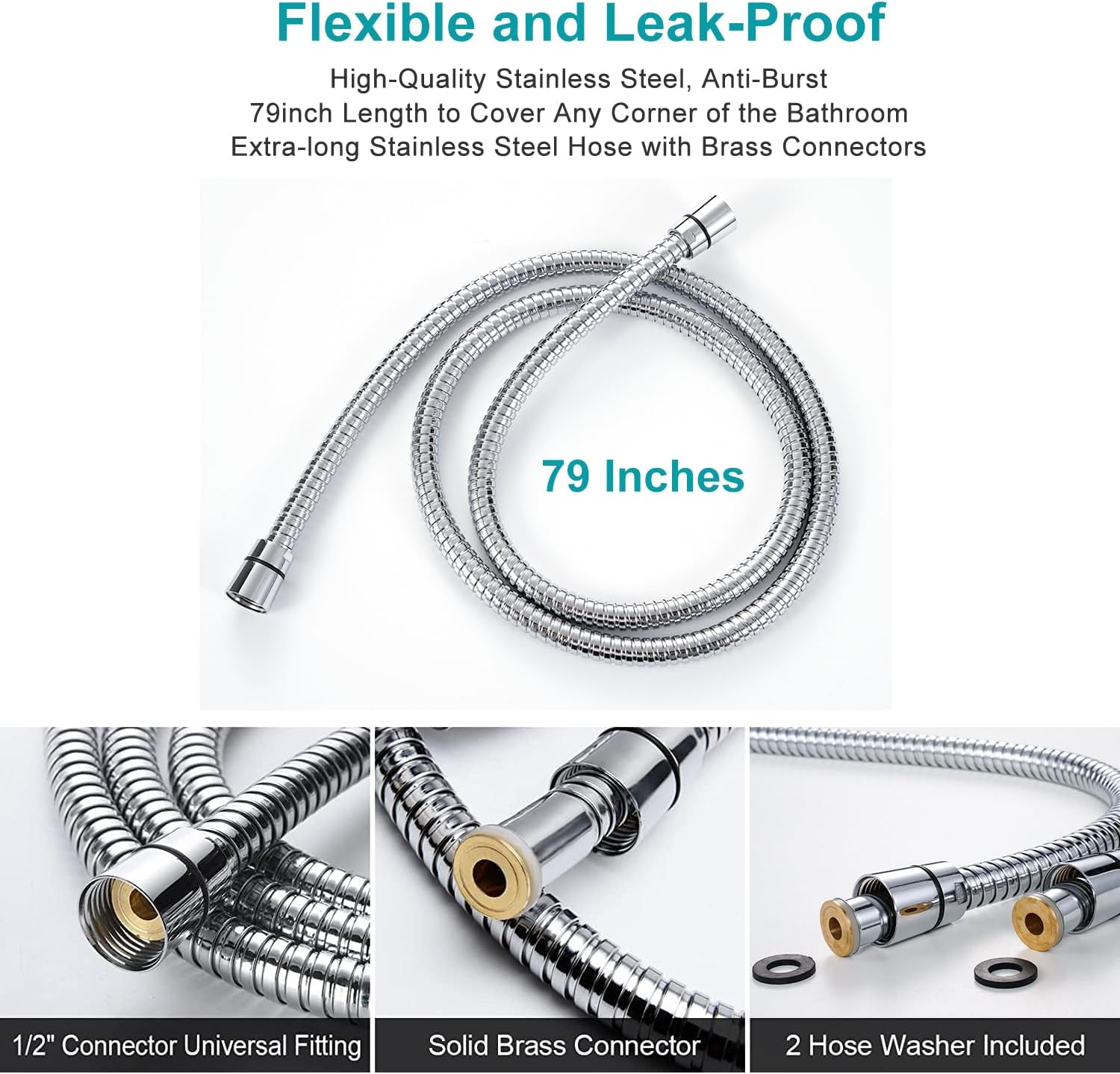 Sencico Handheld Shower Head with On Off Switch 8-Mode High Pressure Showerhead with 79 Inches Extra-long Stainless Steel Hose and Bracket PLUS Extra Low-Reach Adhesive Wall Mount