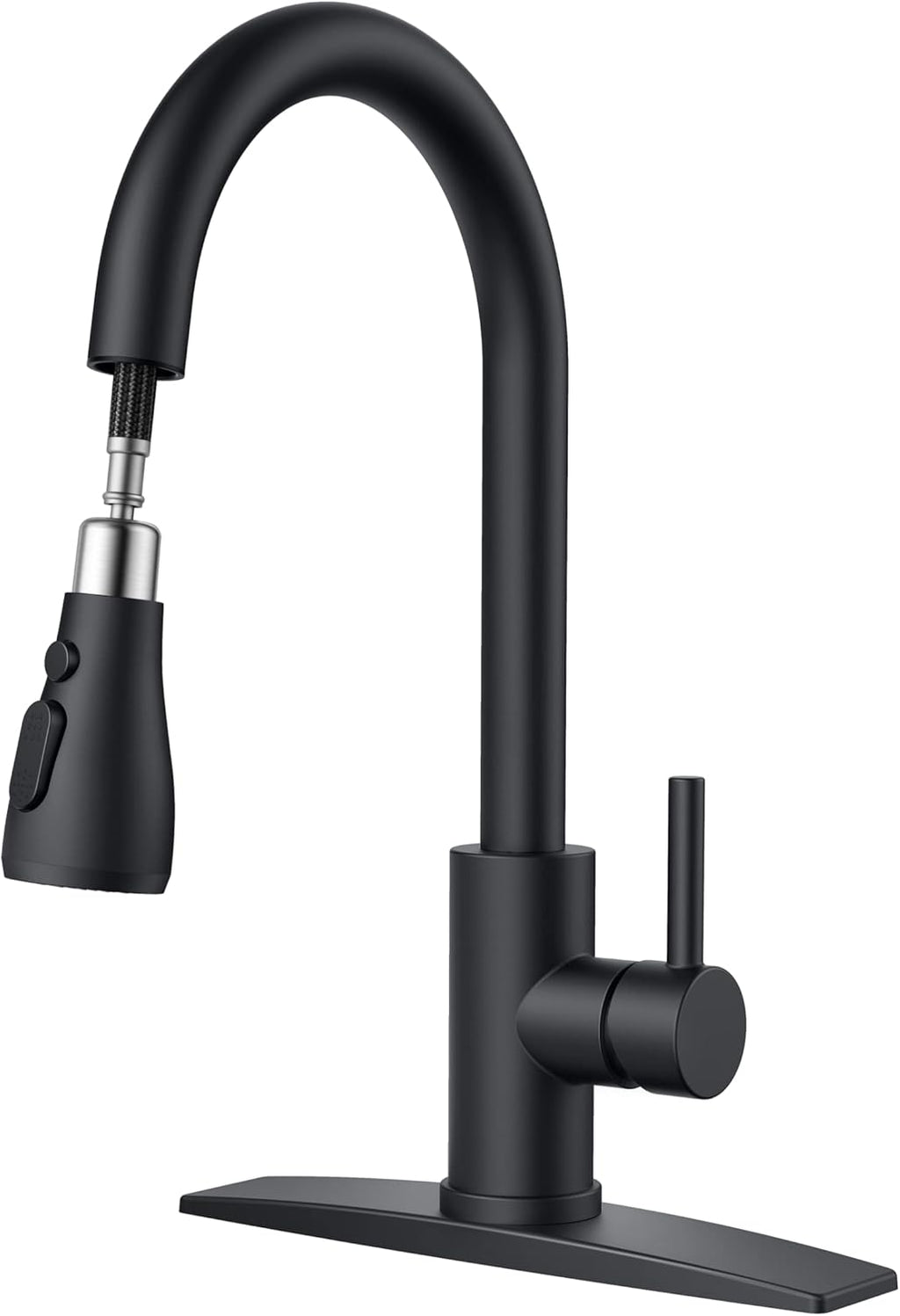Sencico Black Kitchen Faucets with Pull Down Sprayer, High Arc Single Handle Stainless Steel Commercial Kitchen Faucet 1 or 3 Hole Sink Faucet for Farmhouse Camper Laundry Rv Bar