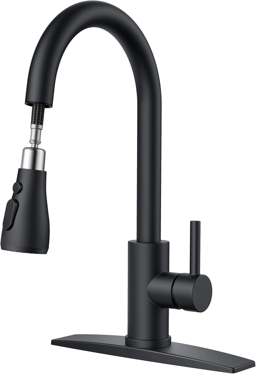 Sencico Black Kitchen Faucets with Pull Down Sprayer, High Arc Single Handle Stainless Steel Commercial Kitchen Faucet 1 or 3 Hole Sink Faucet for Farmhouse Camper Laundry Rv Bar