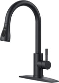 Sencico Black Kitchen Faucets with Pull Down Sprayer, High Arc Single Handle Stainless Steel Commercial Kitchen Faucet 1 or 3 Hole Sink Faucet for Farmhouse Camper Laundry Rv Bar